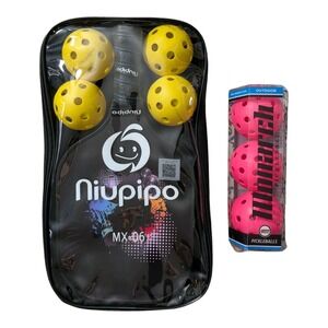 Niupipo MX-06 Pickleball 2 Paddle Set with balls AND Monarch 3-pack Pickleballs